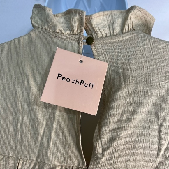 Peach puff beige ruffle lace dress BoHo style size small - Picture 6 of 14